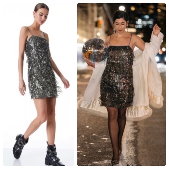 ALICE + OLIVIA Chicago Sequined Fringe Mini Dress - Picture 3 of 17